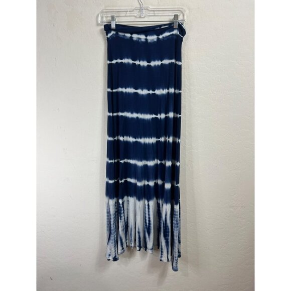 Design History Sz M Blue White Tie Die Maxi Skirt Long Skirt Flowy Boho - Picture 2 of 4